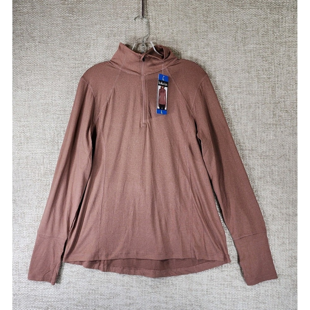 Lukka Lux 1/4 Zip Shirt Womens Large Mauve Long Sleeve‎ Stretch Ltweight NWT